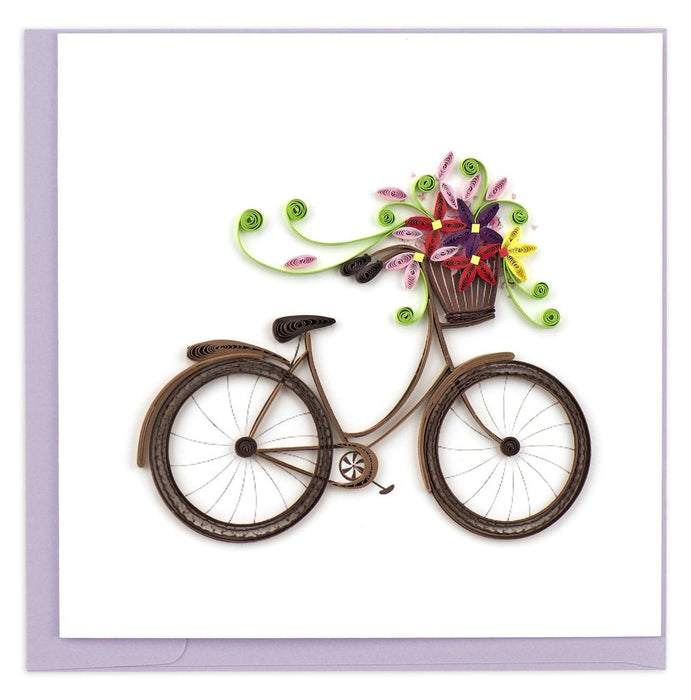 Quilled Bicycle with Flower Basket All Occasion Greeting Card [BL963] (D)