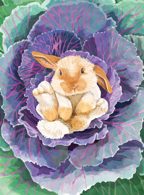 Cabbage Bunny Blank Greeting Card