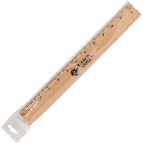 Wood 12 Inch Ruler with Brass Blade, 1/16 Graduations [BSN32360]