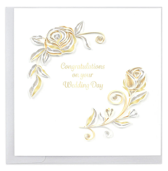 Quilled White Rose Wedding Card [LV273]